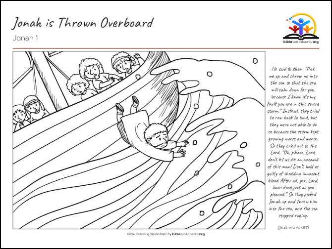 Jonah is Thrown Overboard - Bible Coloring Sheet