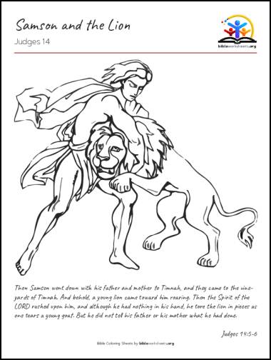 Samson and the Lion - Bible Coloring Sheet