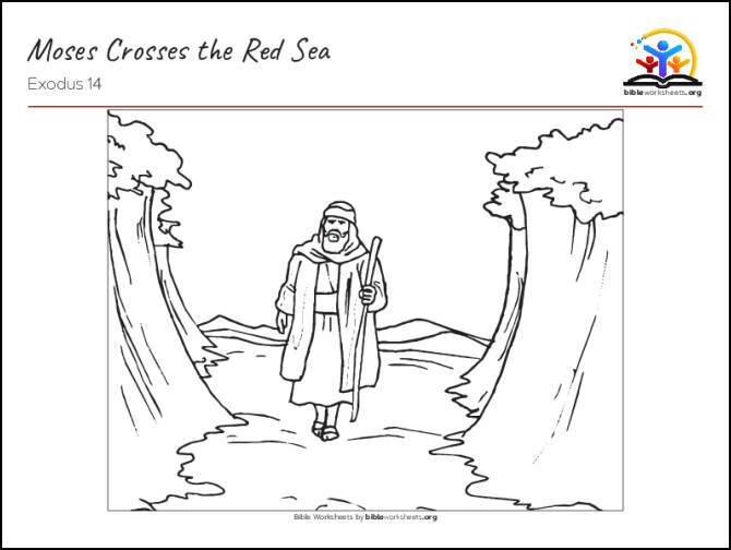 Moses Crosses the Red Sea Bible Coloring Sheet