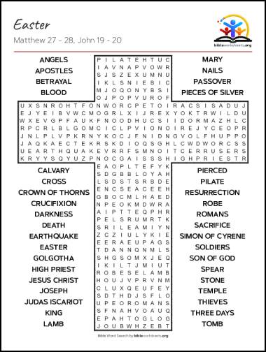 Easter Bible Word Search Puzzle